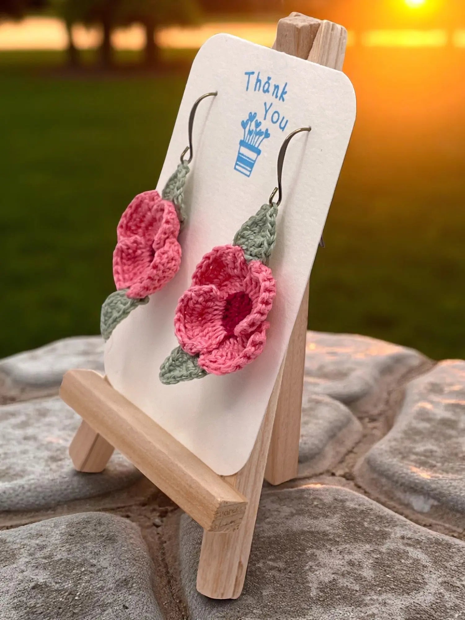 Poppy earring in soft pink and fuchsia (#2) Tangles & Twine