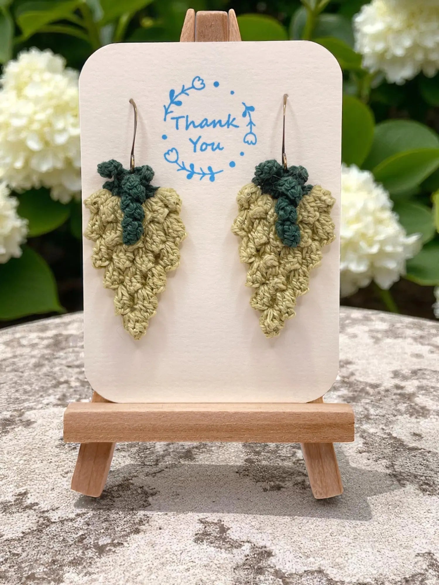 Grape earrings in light green with dark stem Tangles & Twine