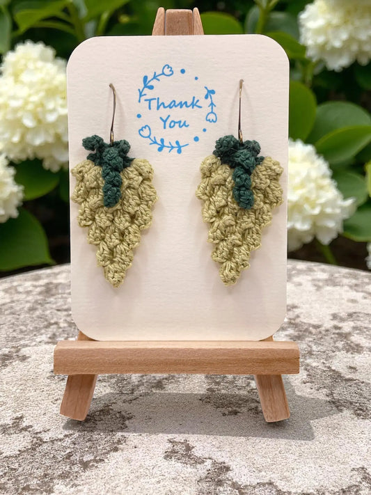 Grape earrings in light green with dark stem Tangles & Twine