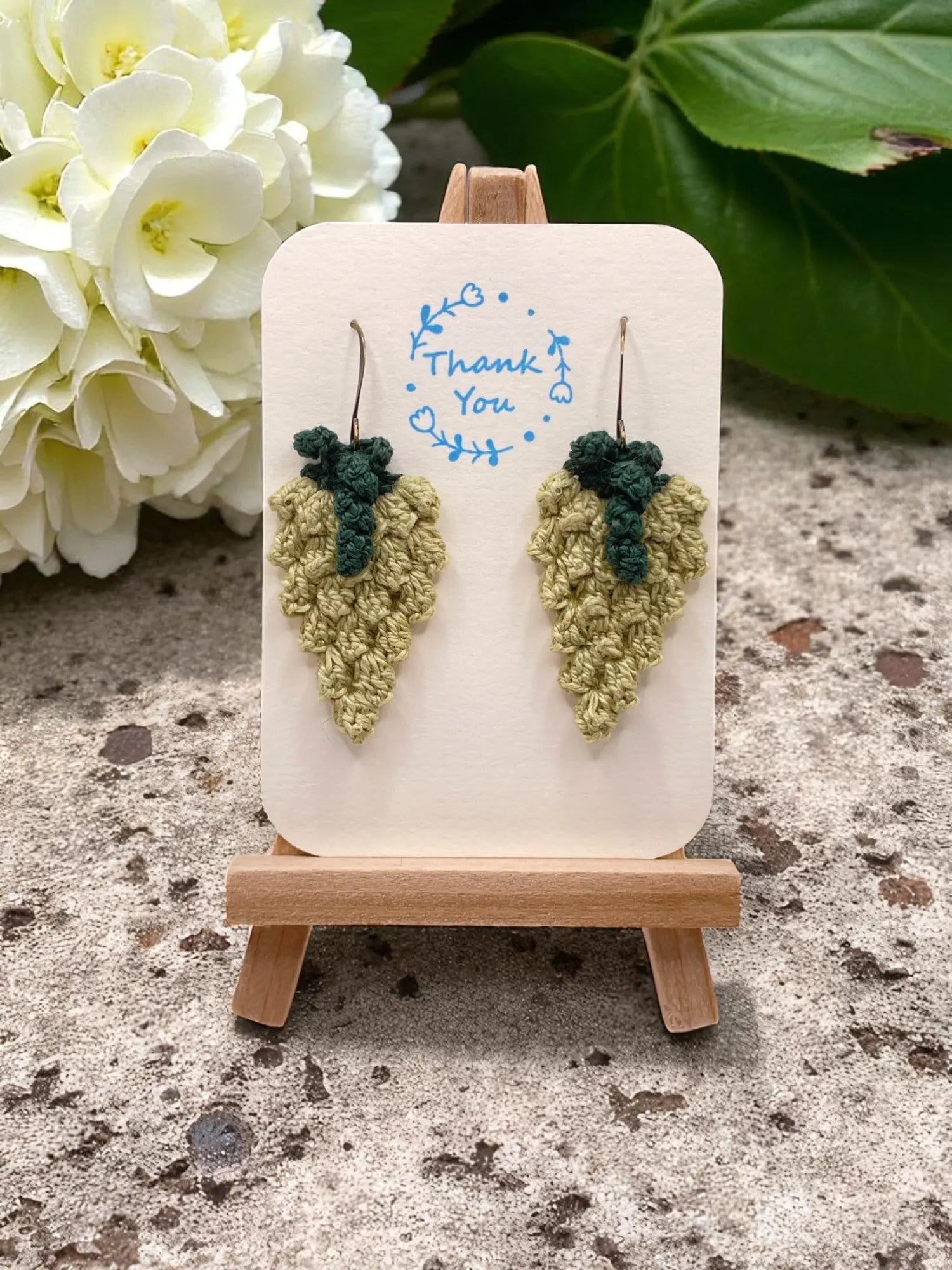 Grape earrings in light green with dark stem Tangles & Twine