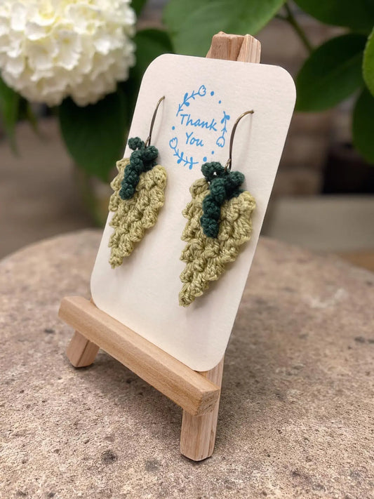 Grape earrings in light green with dark stem Tangles & Twine