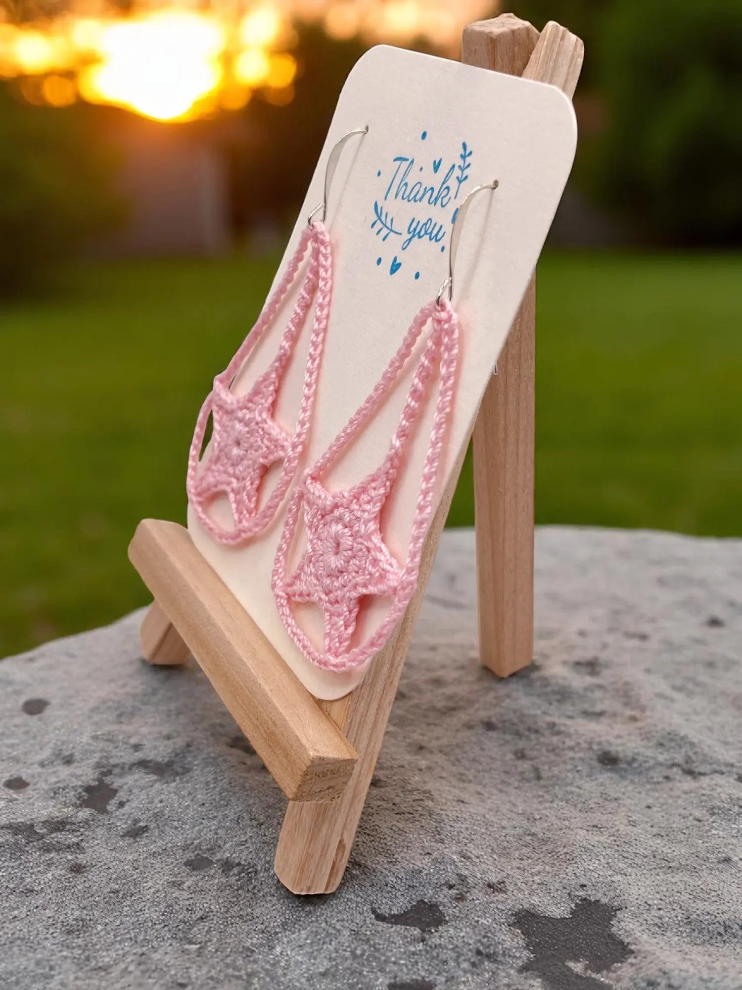 Dangling star in pink Tangles & Twine