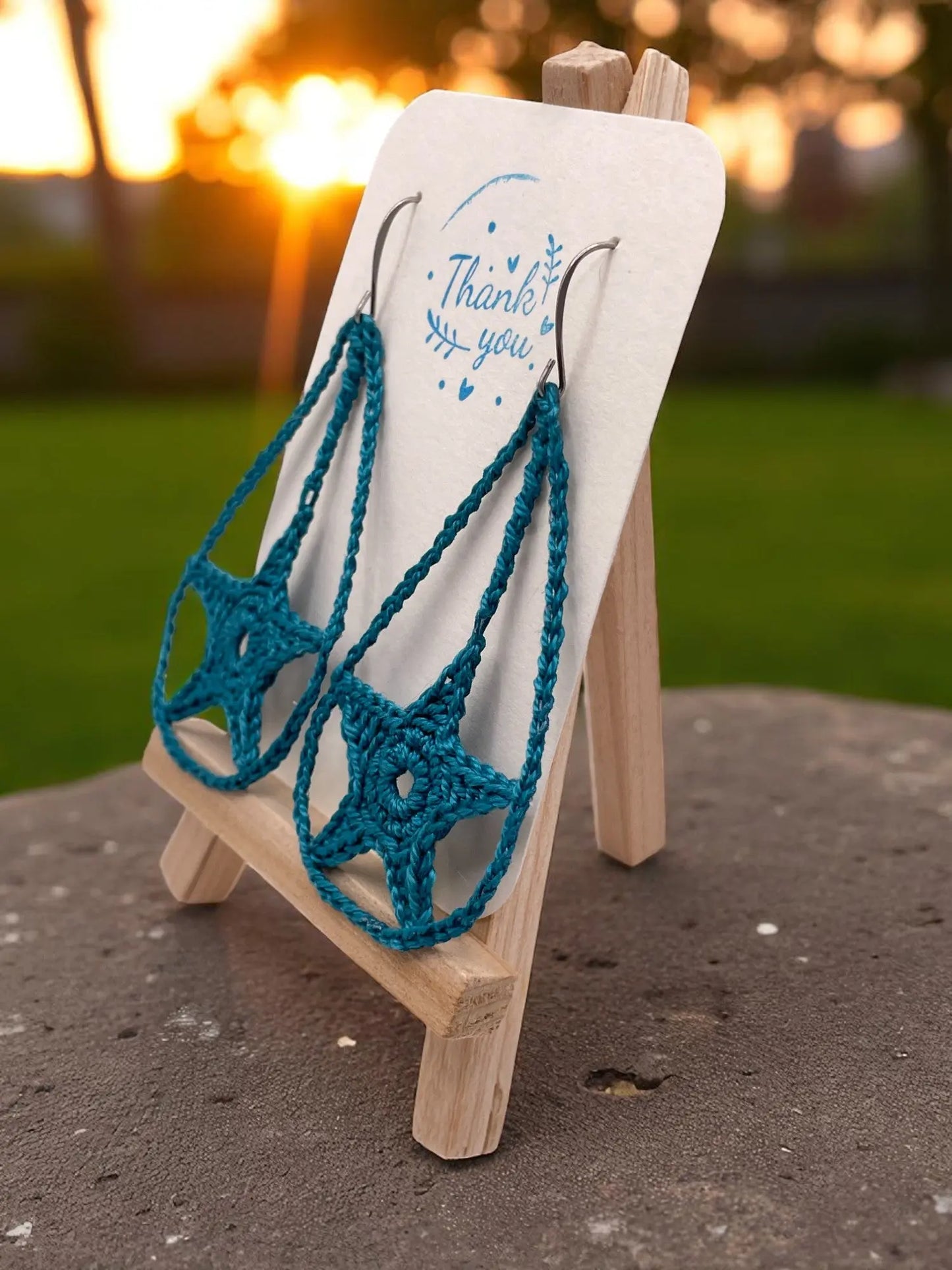 Dangling star in teal Tangles & Twine