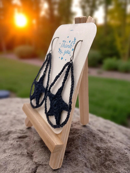 Dangling star in black Tangles & Twine