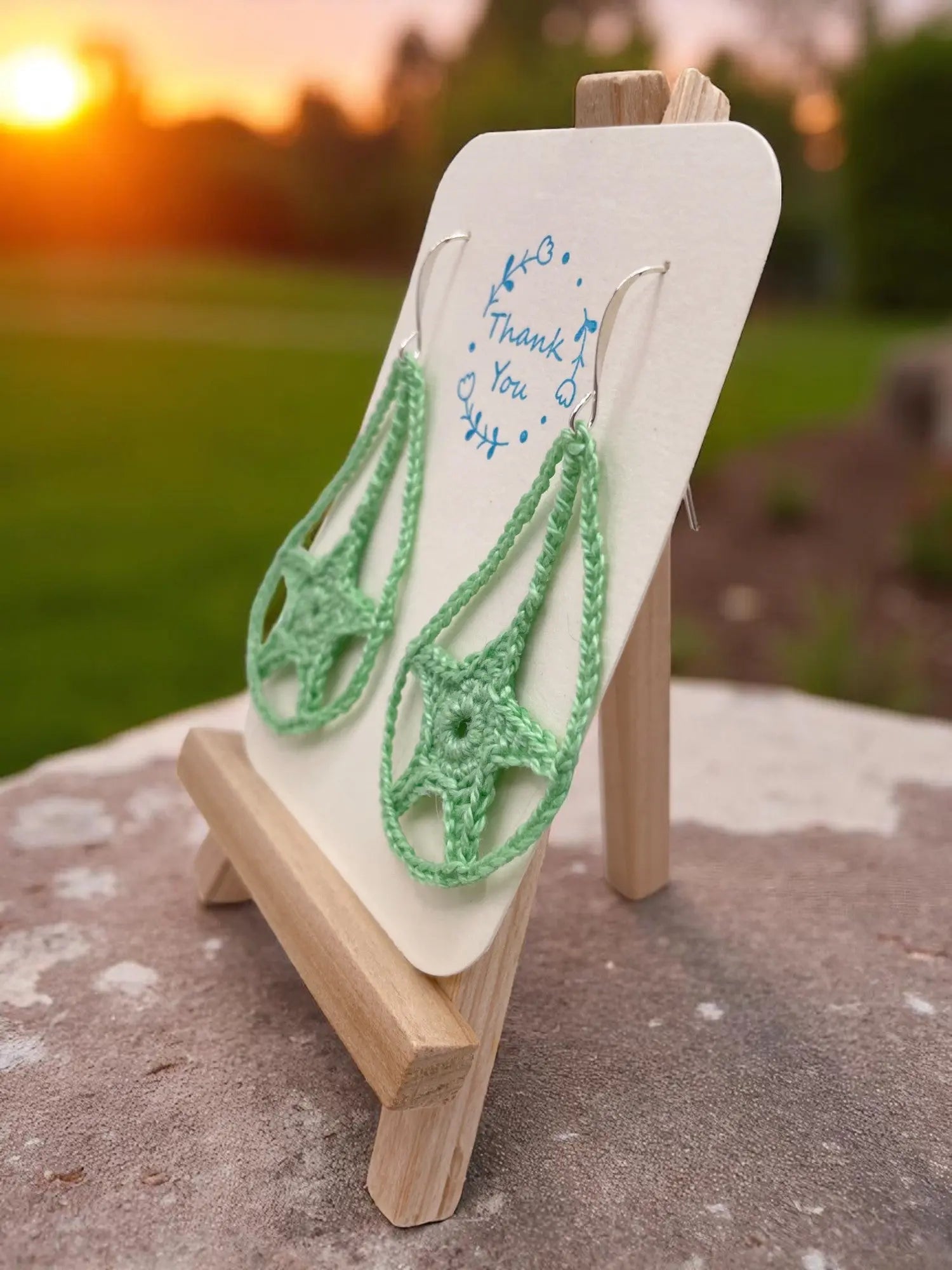 Dangling star in green Tangles & Twine