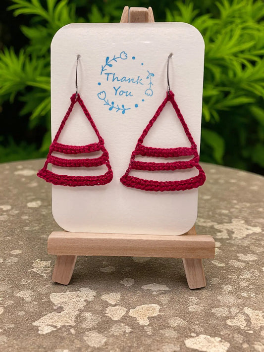 Dangling smiles in maroon Tangles & Twine