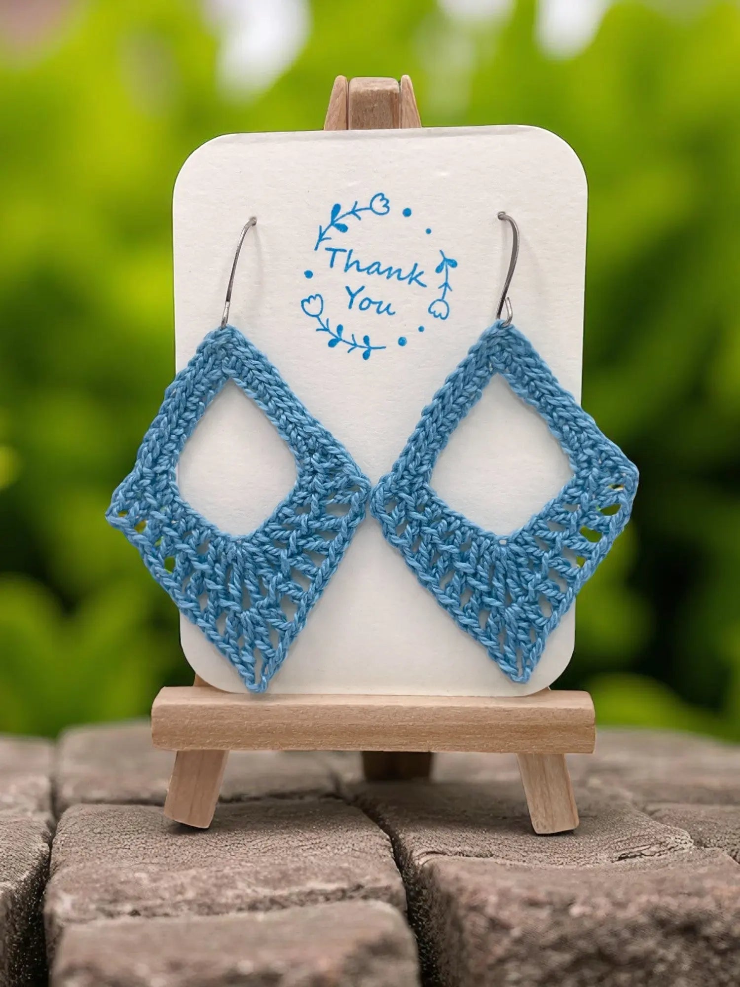 Dangling diamond in soft turqoise Tangles & Twine