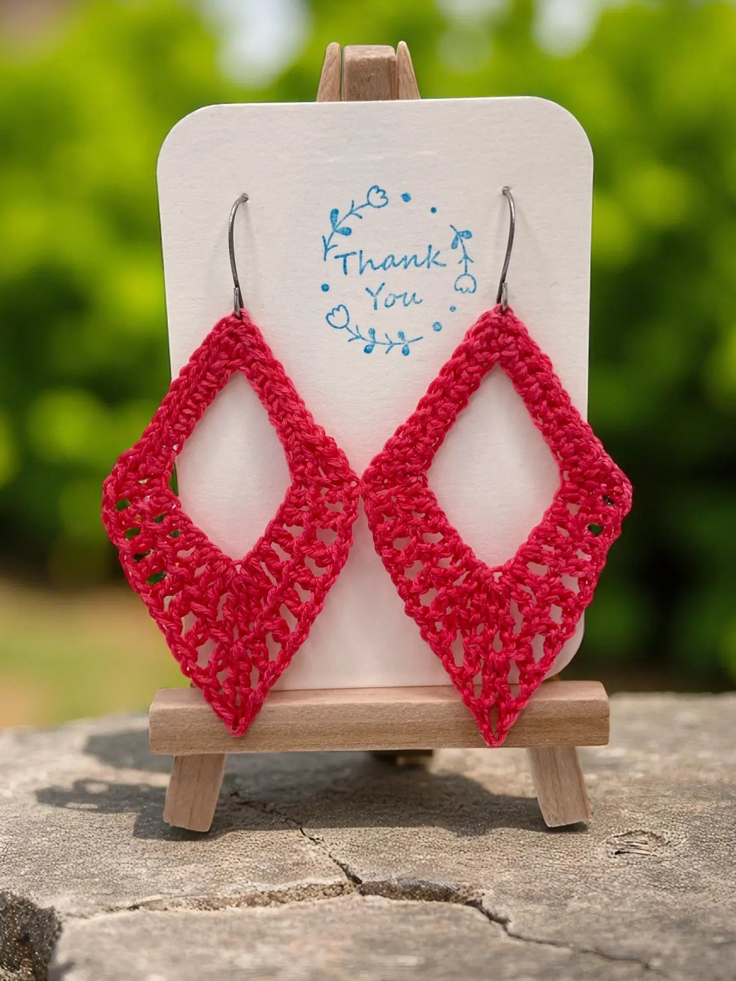 Dangling diamond in hot pink Tangles & Twine