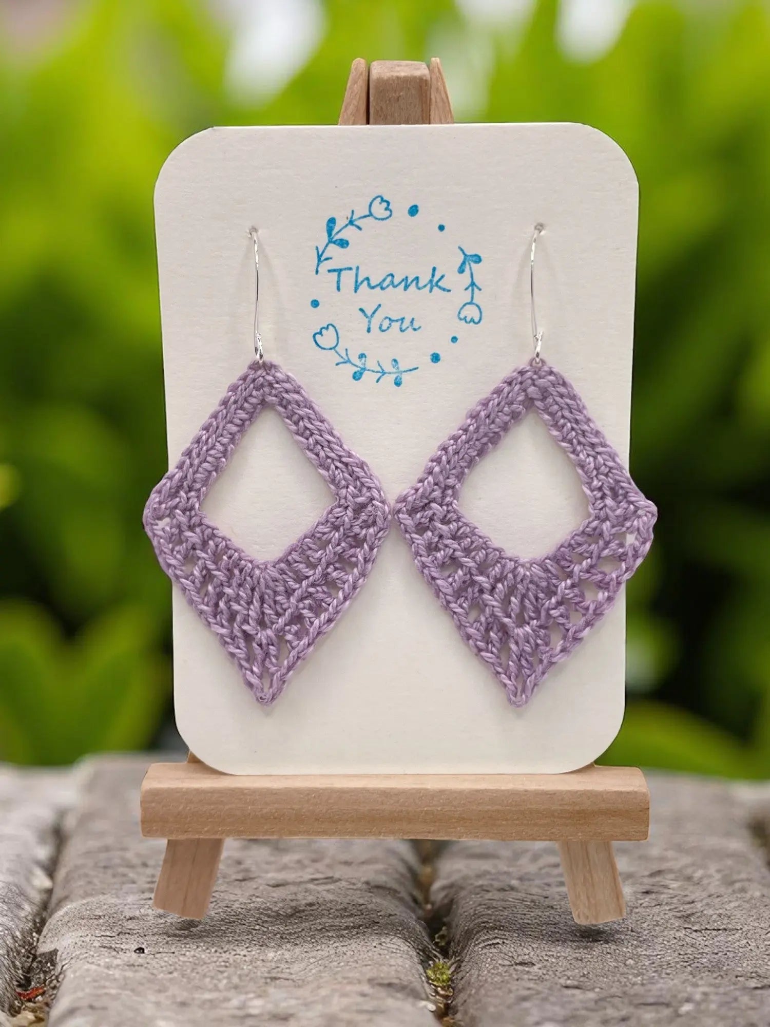 Dangling diamond in light purple Tangles & Twine