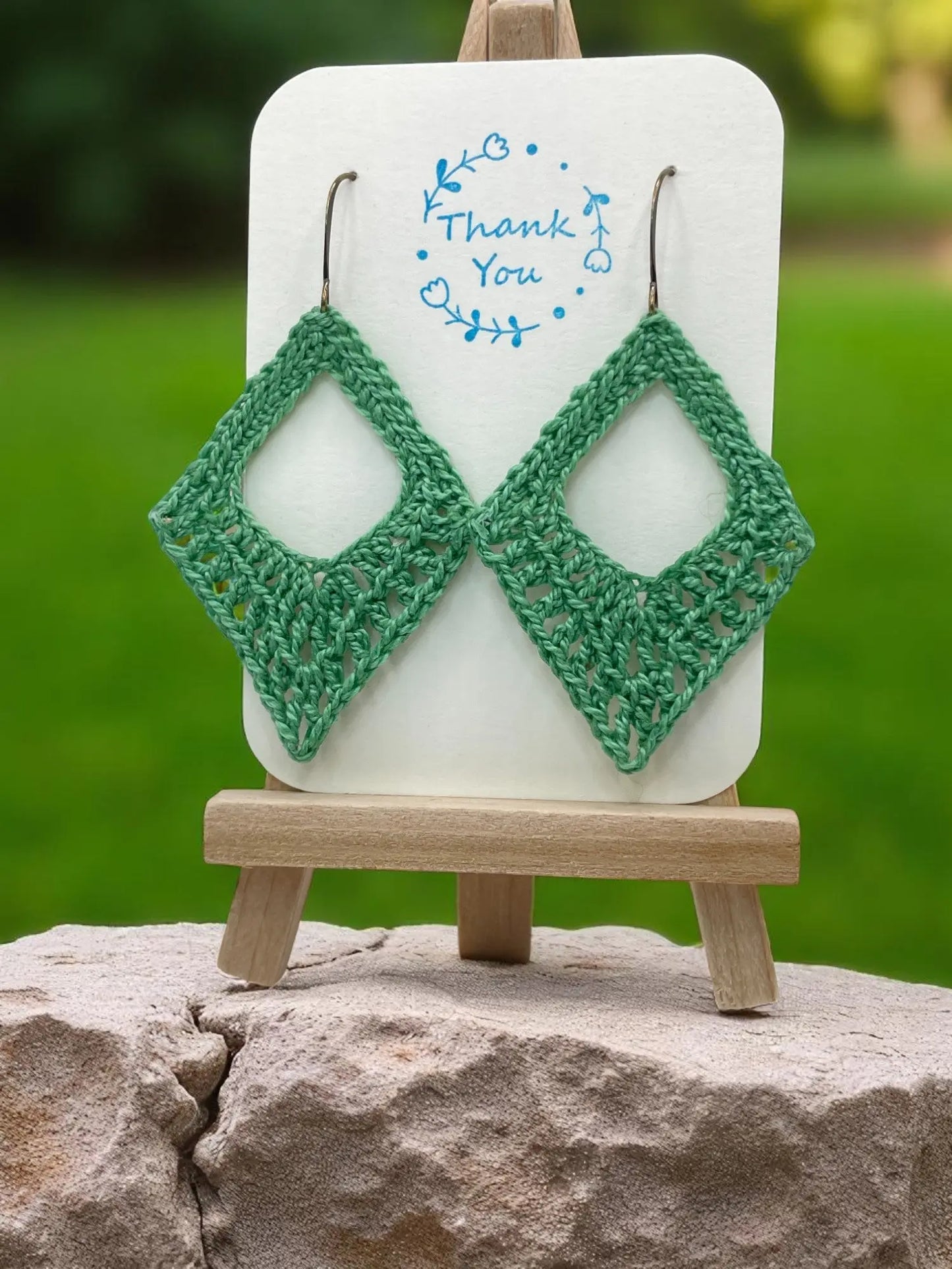 Dangling diamond in green Tangles & Twine