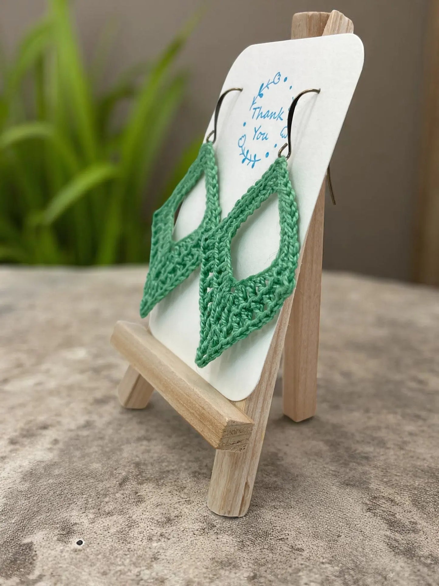 Dangling diamond in green Tangles & Twine