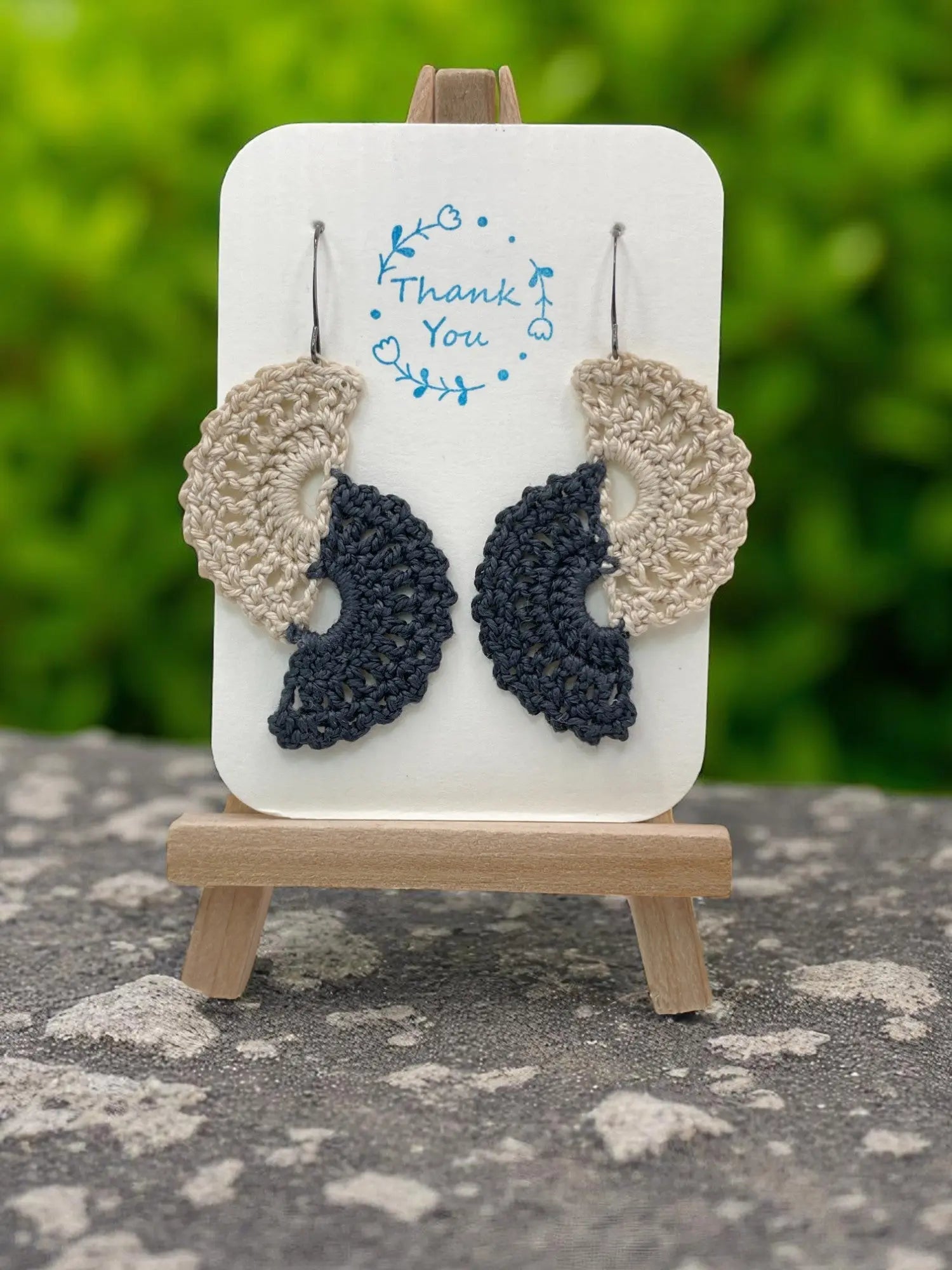 Angel wings in tan and charcoal Tangles & Twine