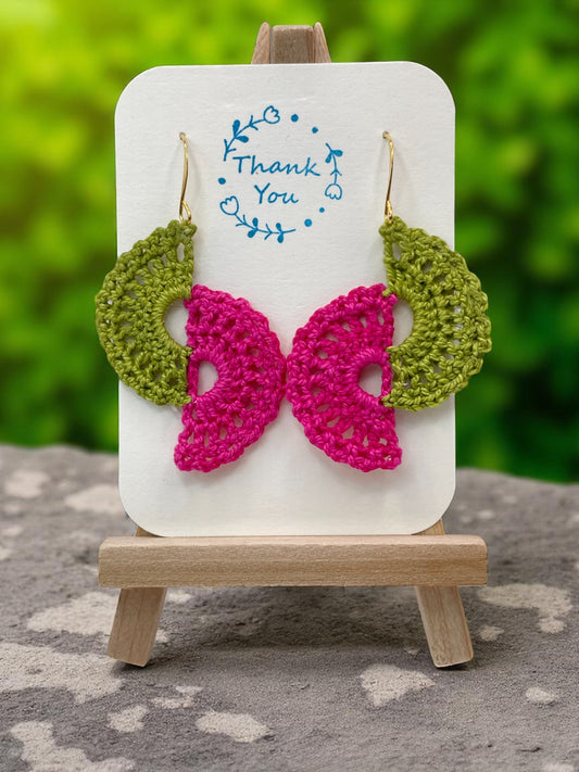 Angel wings in raspberry and green