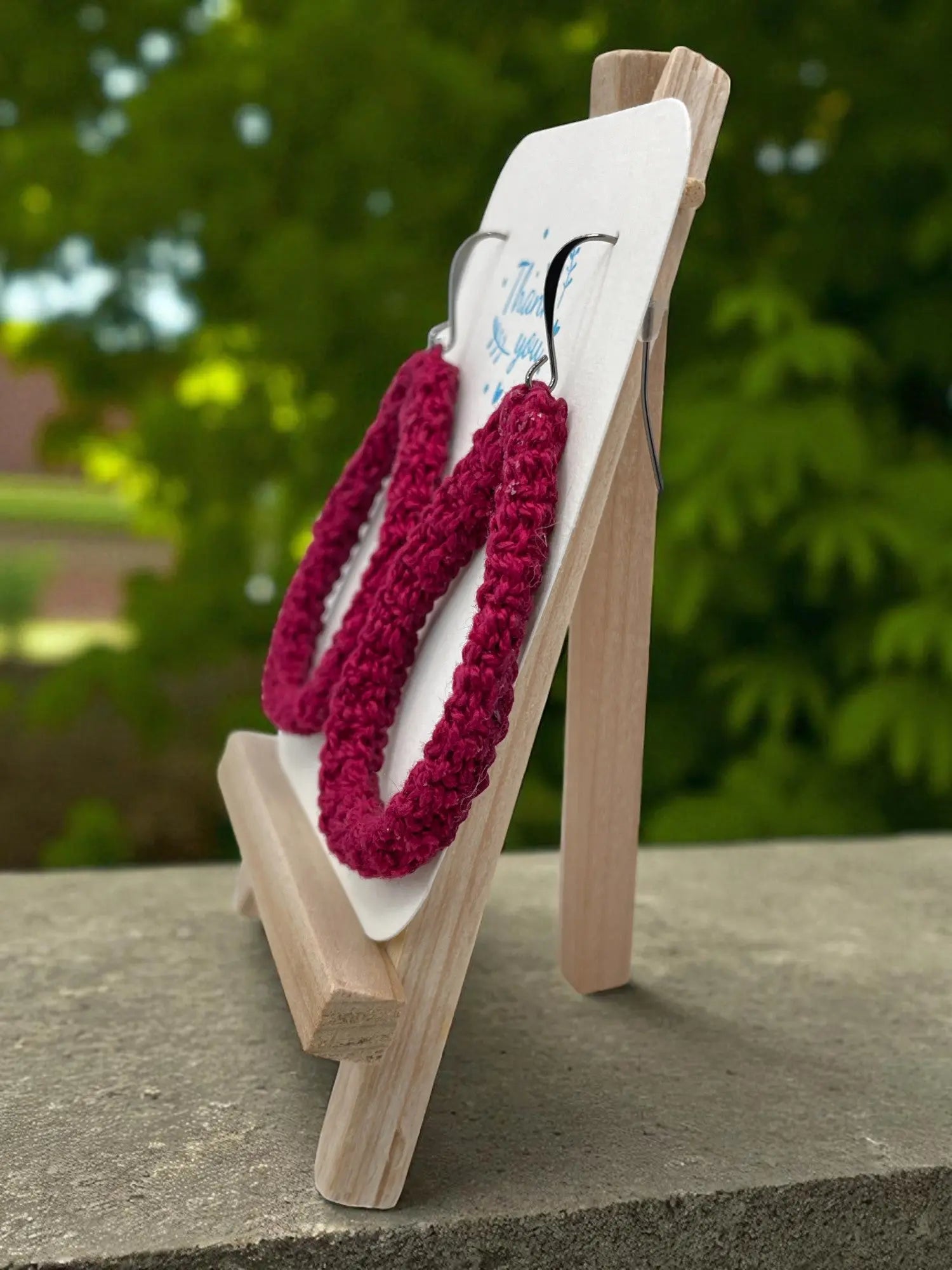 Oval loops in dark red Tangles & Twine