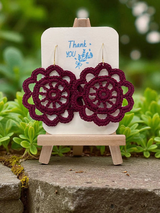 Intricate circle in maroon Tangles & Twine