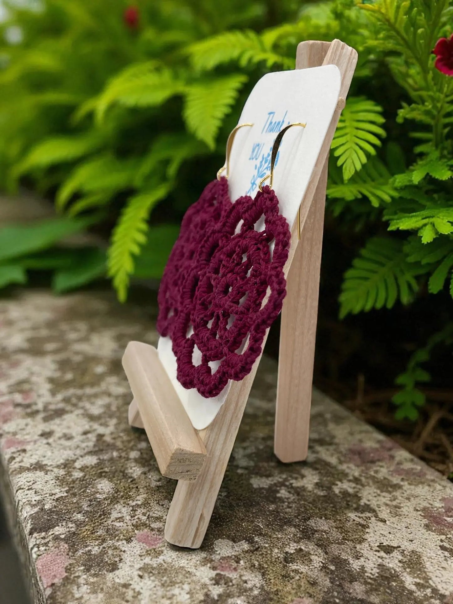 Intricate circle in maroon Tangles & Twine