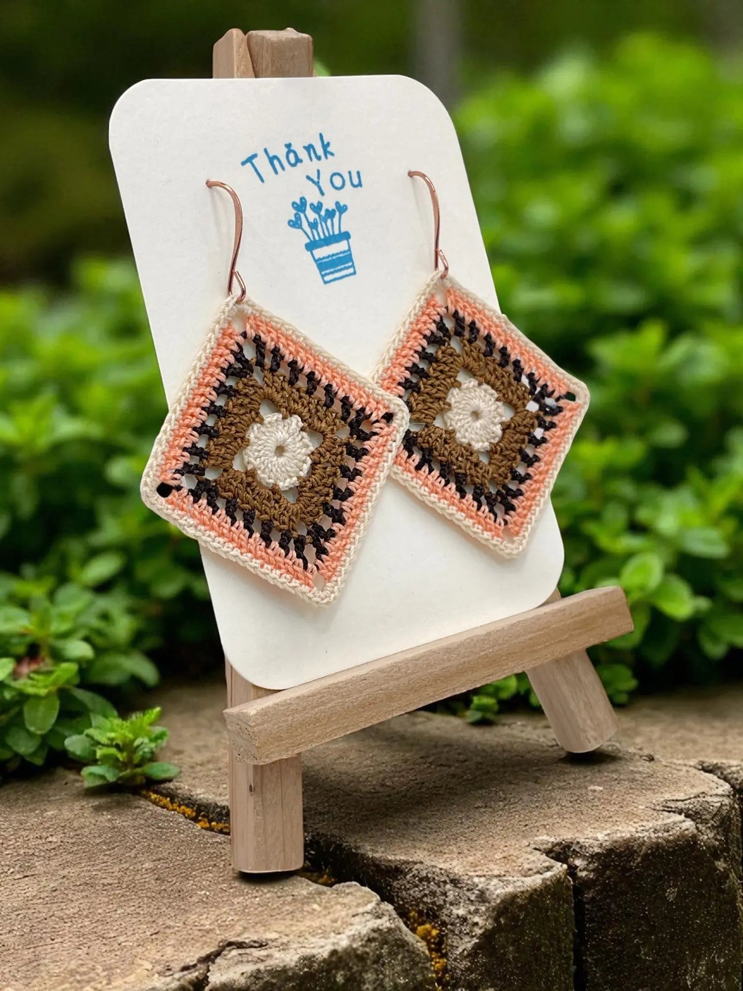 Intricate Square in coral and chocolate Tangles & Twine