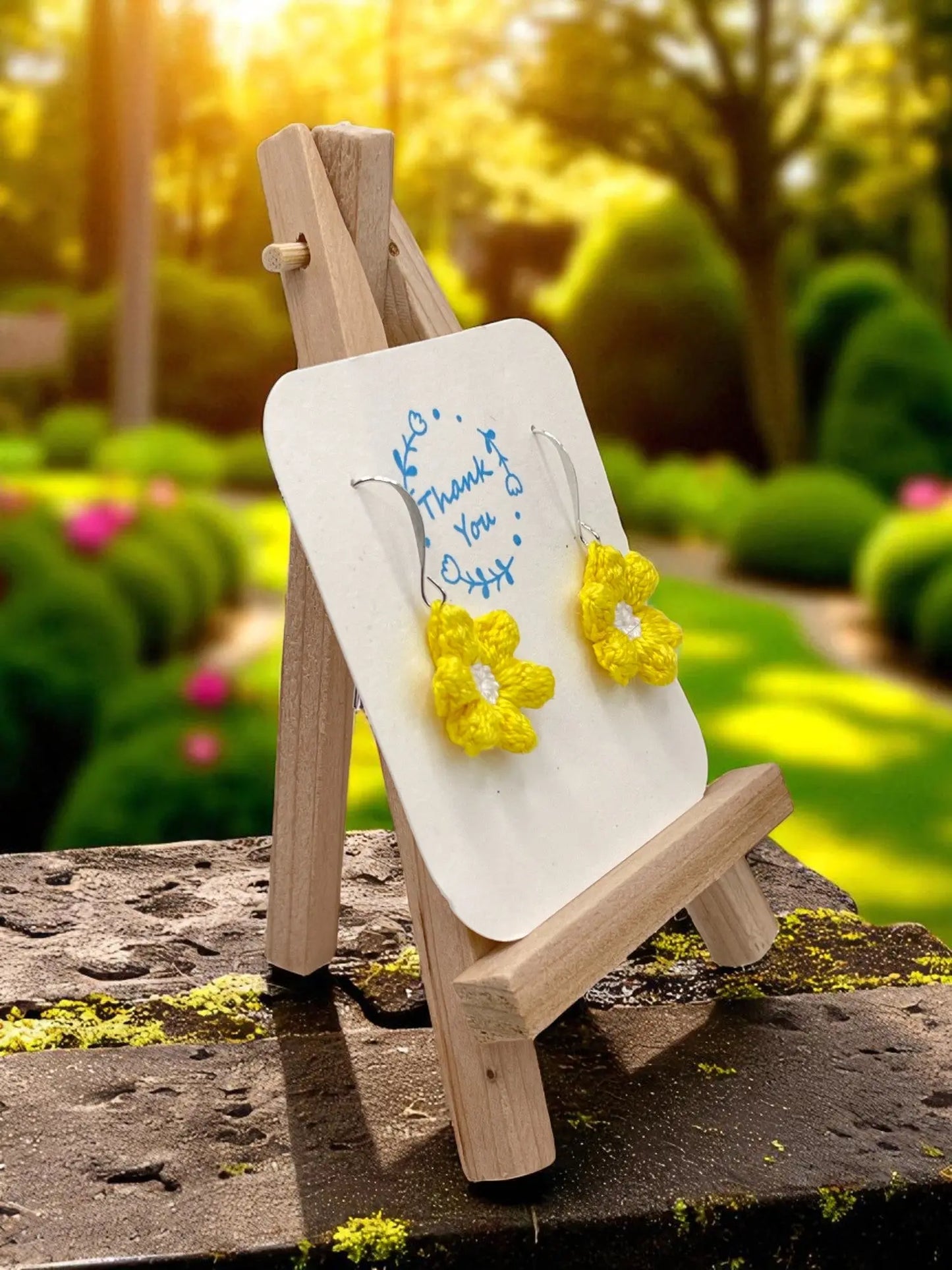 Dangly Puff Flower in yellow Tangles & Twine