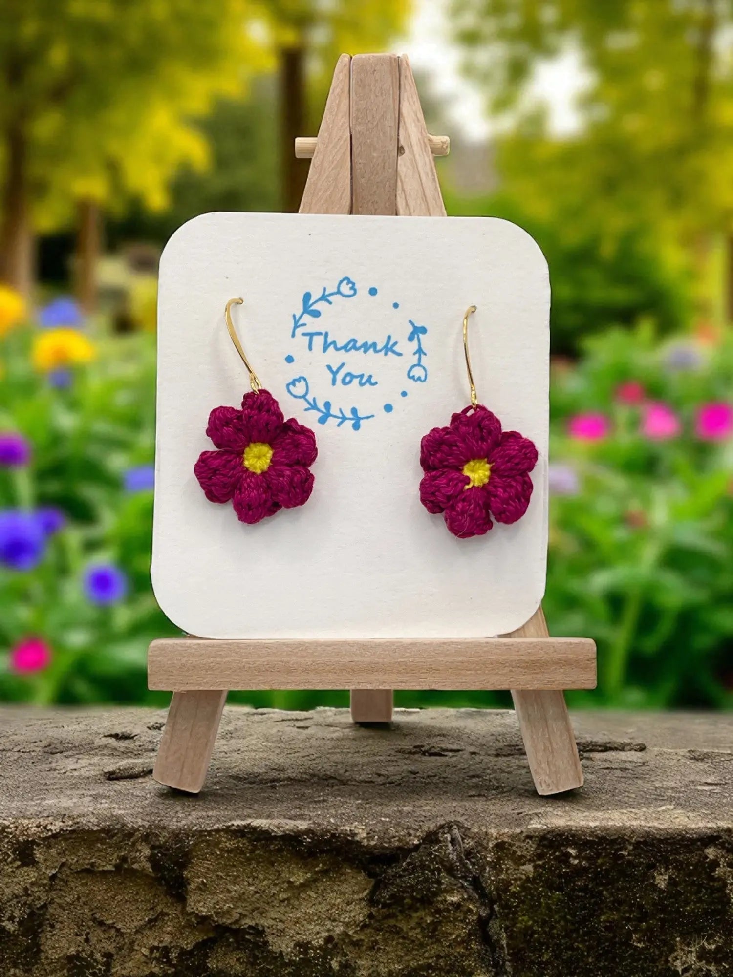 Dangly Puff Flower in fuchsia Tangles & Twine