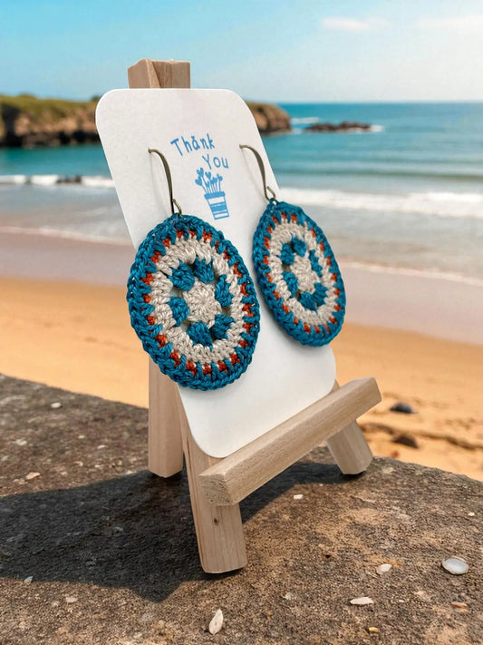 Intricate Discs teal, cream, and orange Tangles & Twine