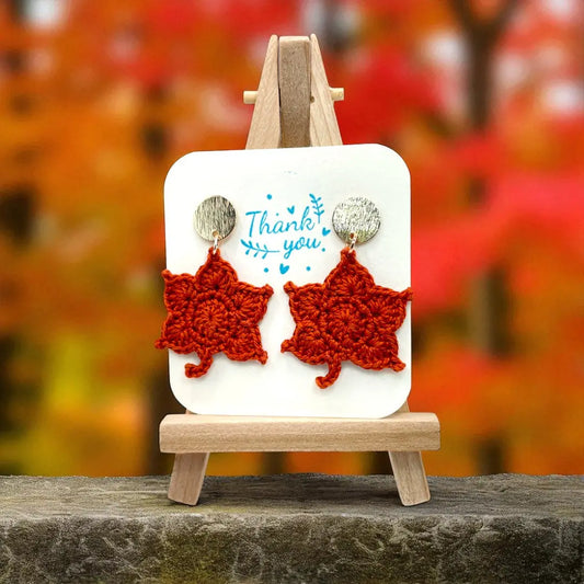 Maple Leaf in burnt orange (#6) Tangles & Twine