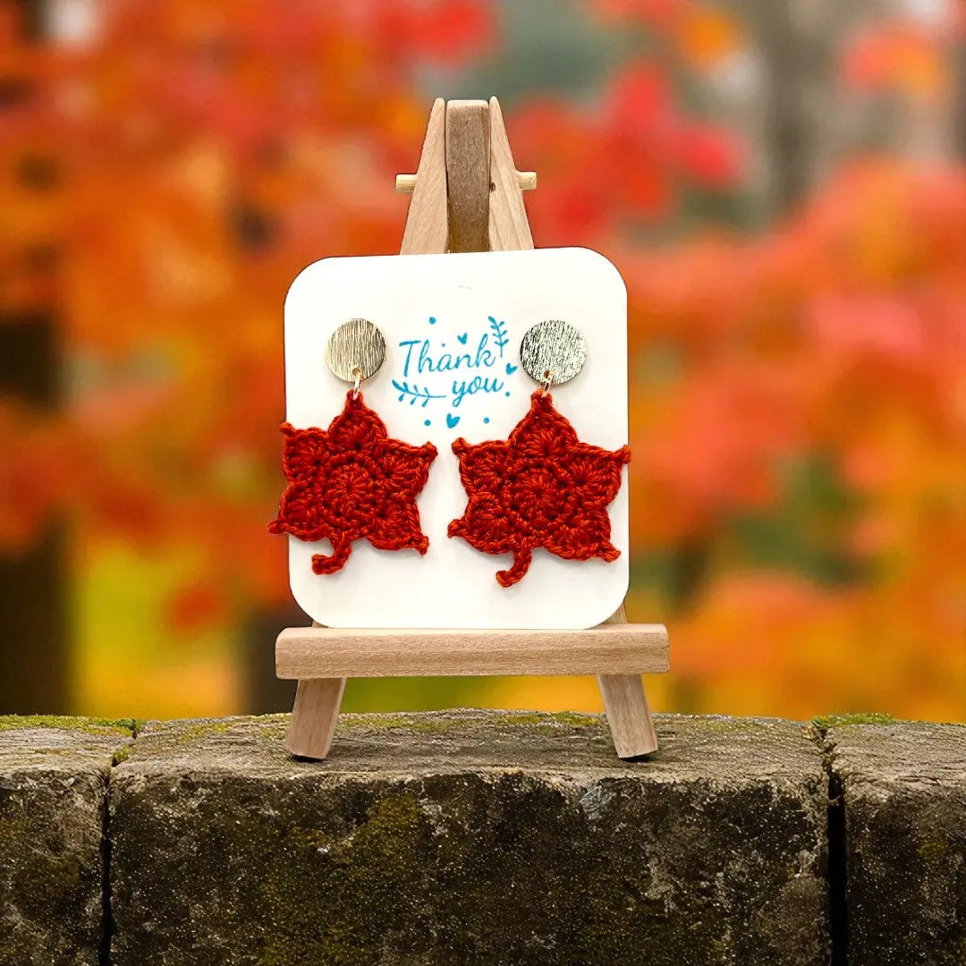 Maple Leaf in burnt orange (#6) Tangles & Twine