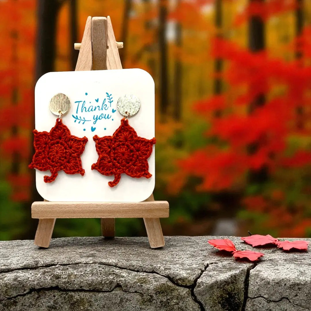 Maple Leaf in burnt orange (#6) Tangles & Twine