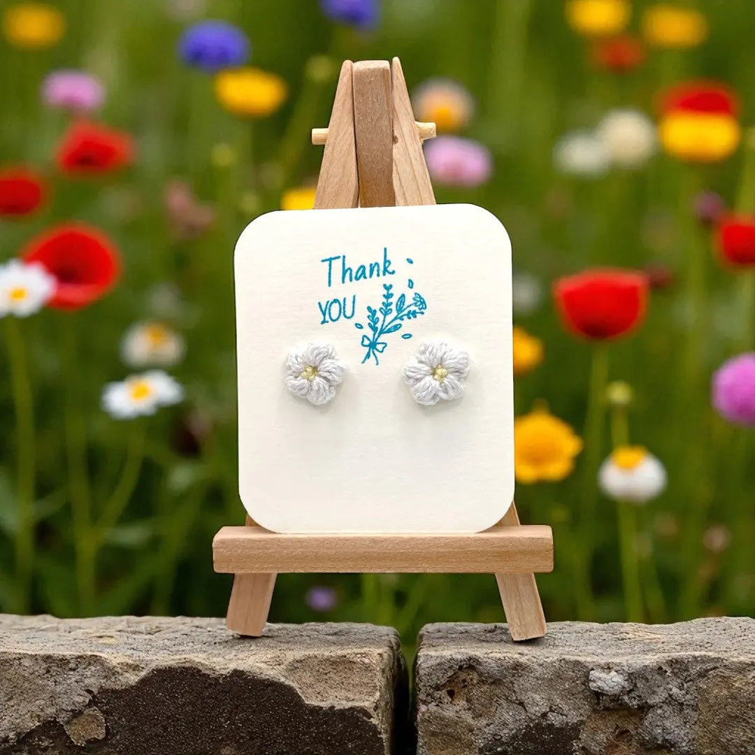 Floral stud in off white (#4) Tangles & Twine