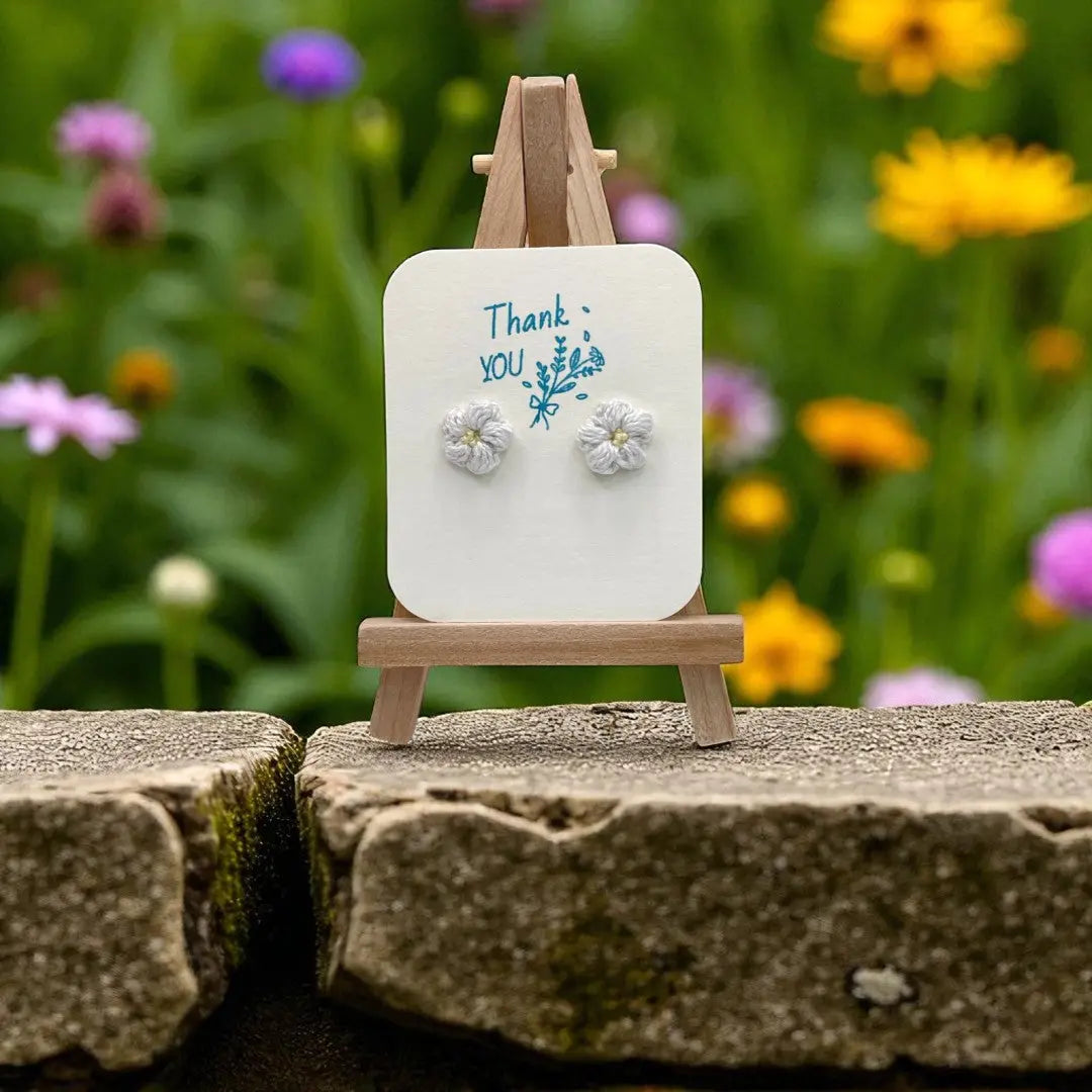 Floral stud in off white (#4) Tangles & Twine