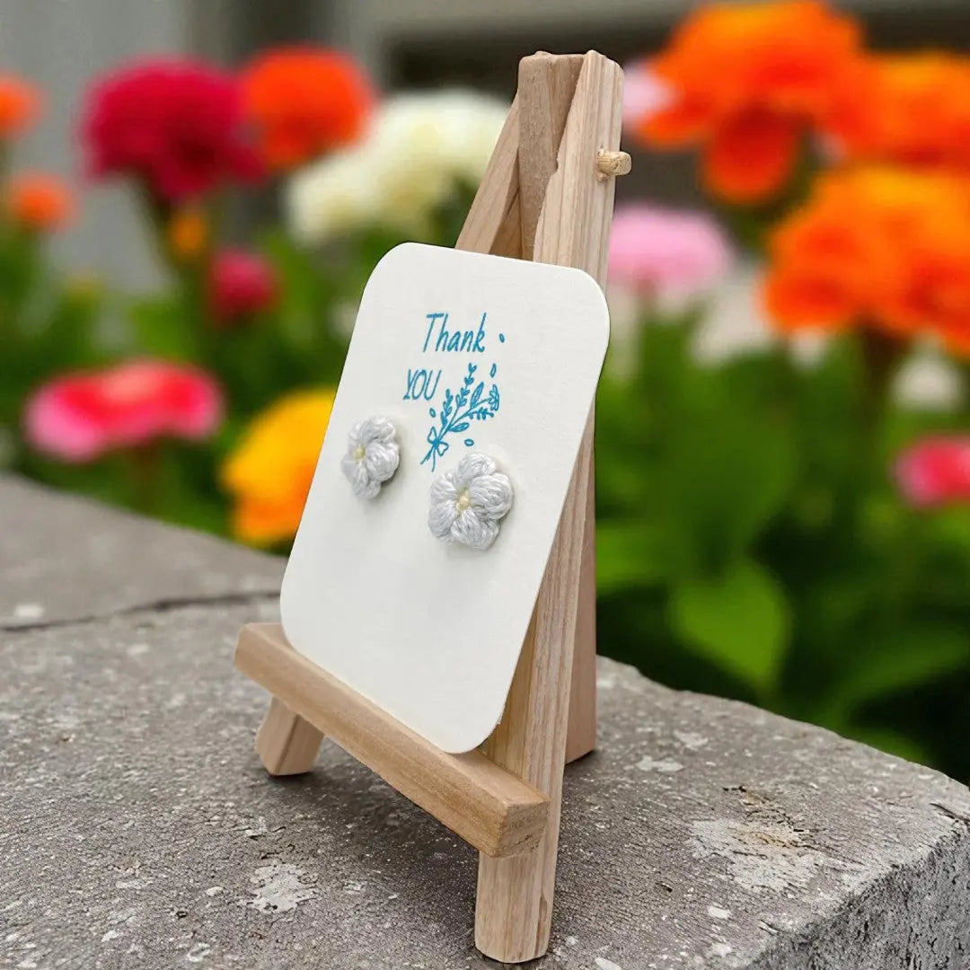 Floral stud in off white (#4) Tangles & Twine