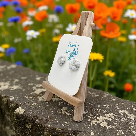 Floral stud in off white (#4) Tangles & Twine