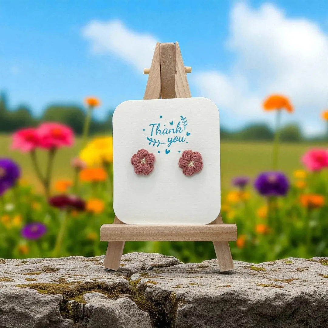 Floral stud in dusty rose (#22) Tangles & Twine