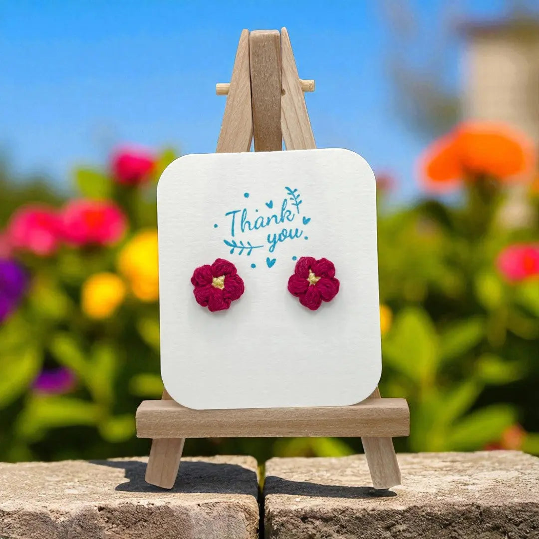 Floral stud in fuchsia (#12) Tangles & Twine