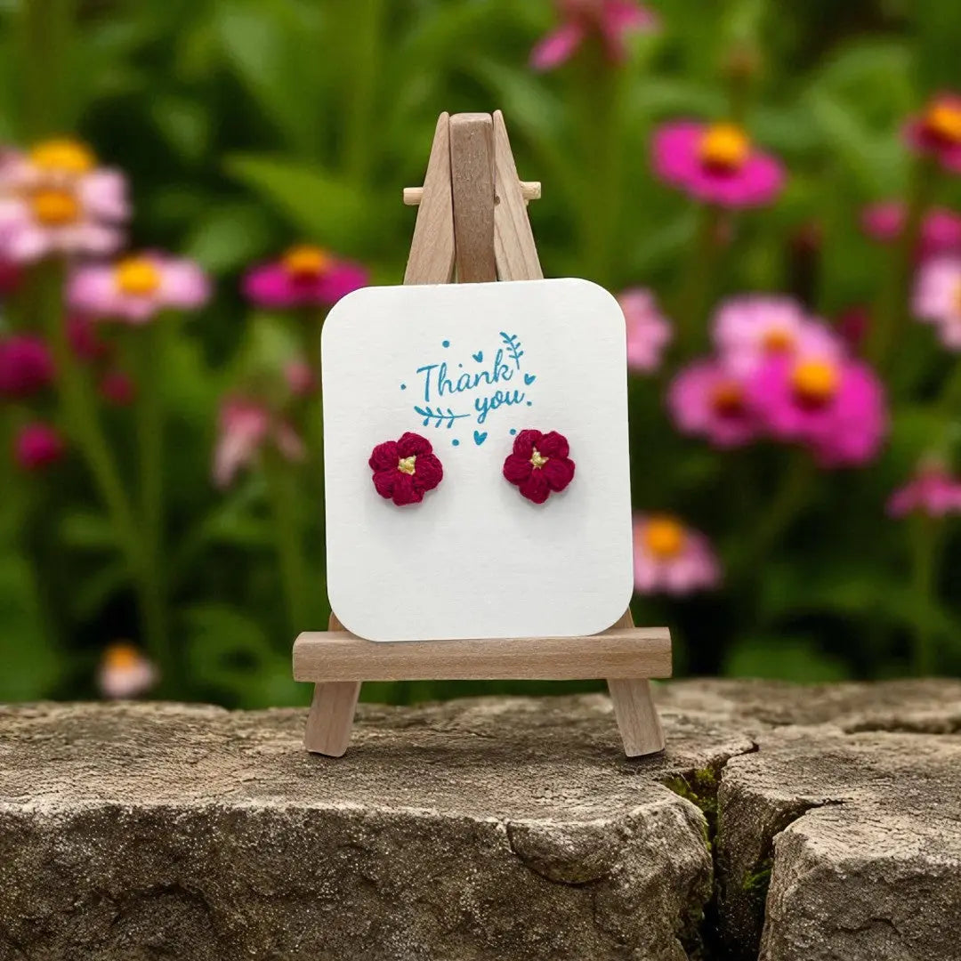 Floral stud in fuchsia (#12) Tangles & Twine