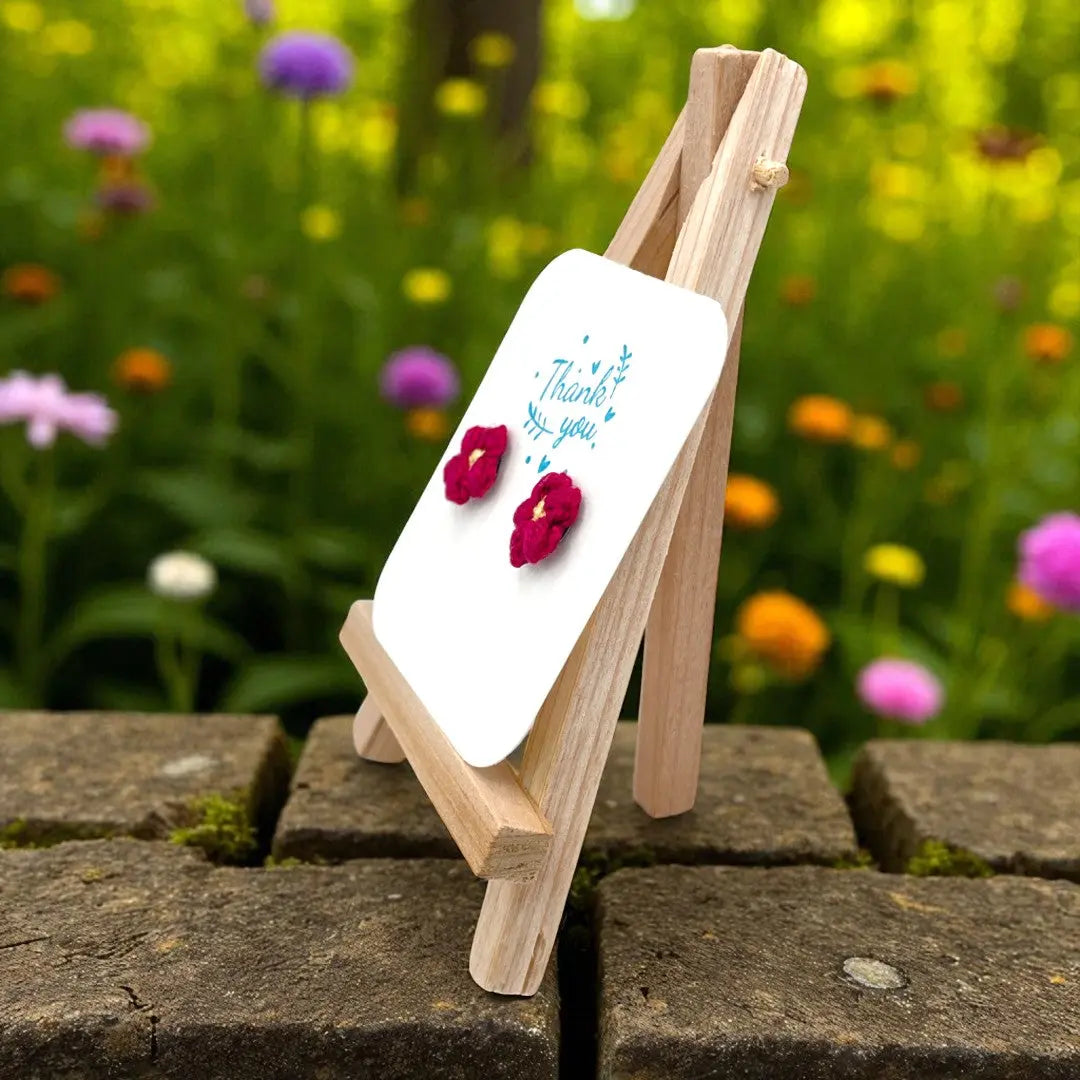 Floral stud in fuchsia (#12) Tangles & Twine