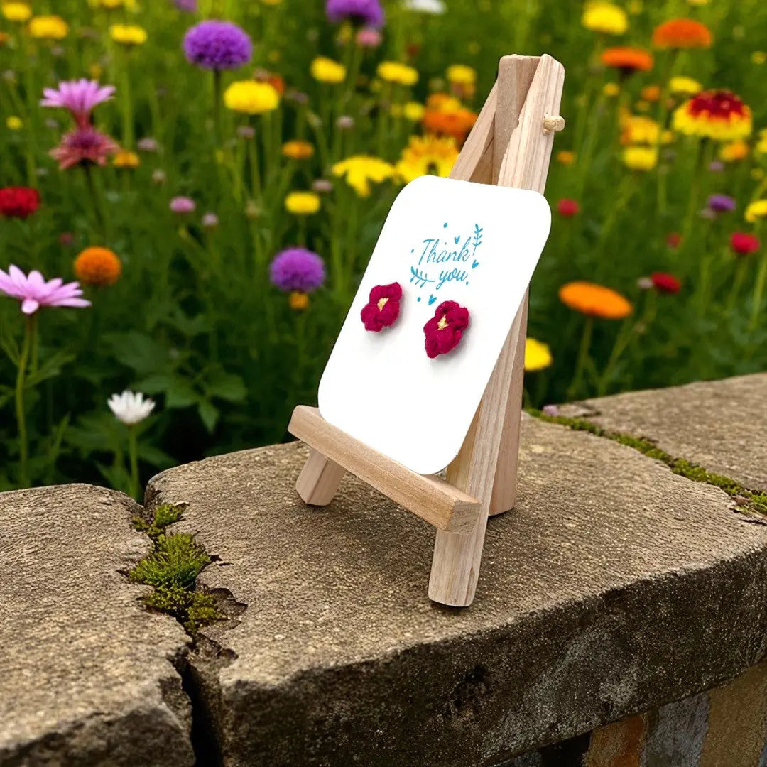 Floral stud in fuchsia (#12) Tangles & Twine