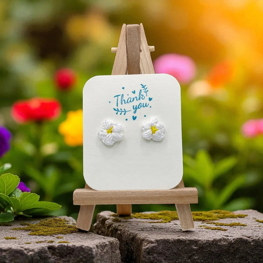 Floral stud in white (#18) Tangles & Twine