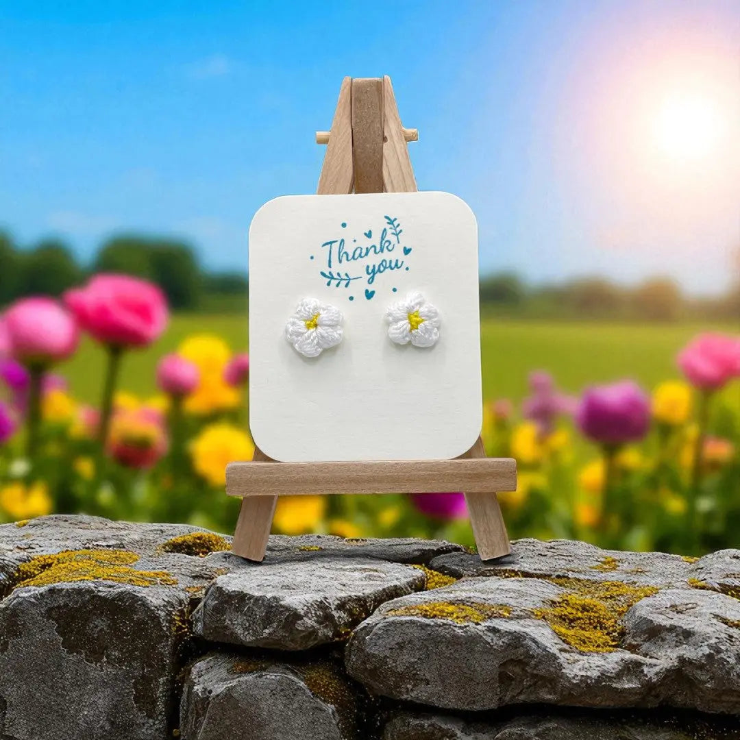 Floral stud in white (#18) Tangles & Twine