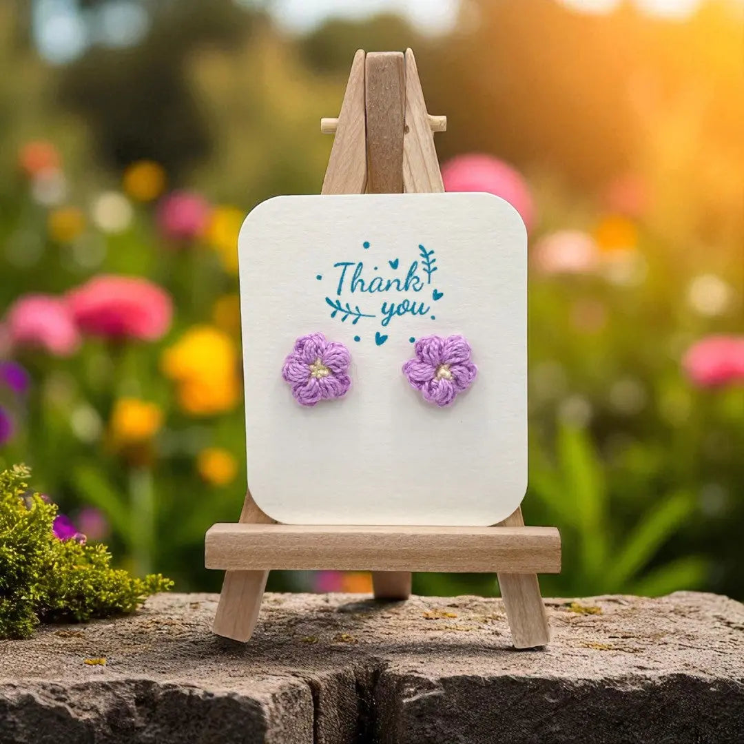 Floral stud in purple (#14) Tangles & Twine