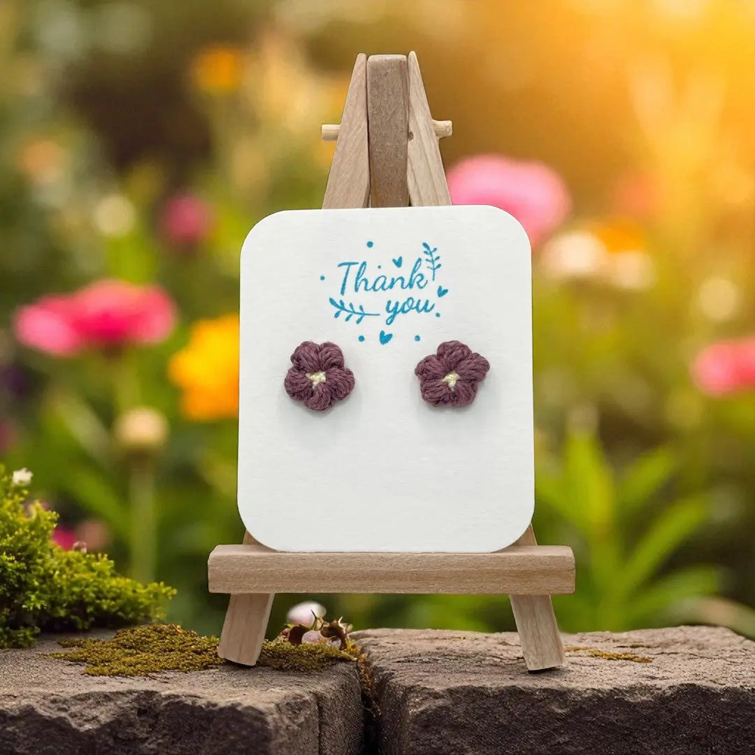 Floral stud in raisin (#15) Tangles & Twine