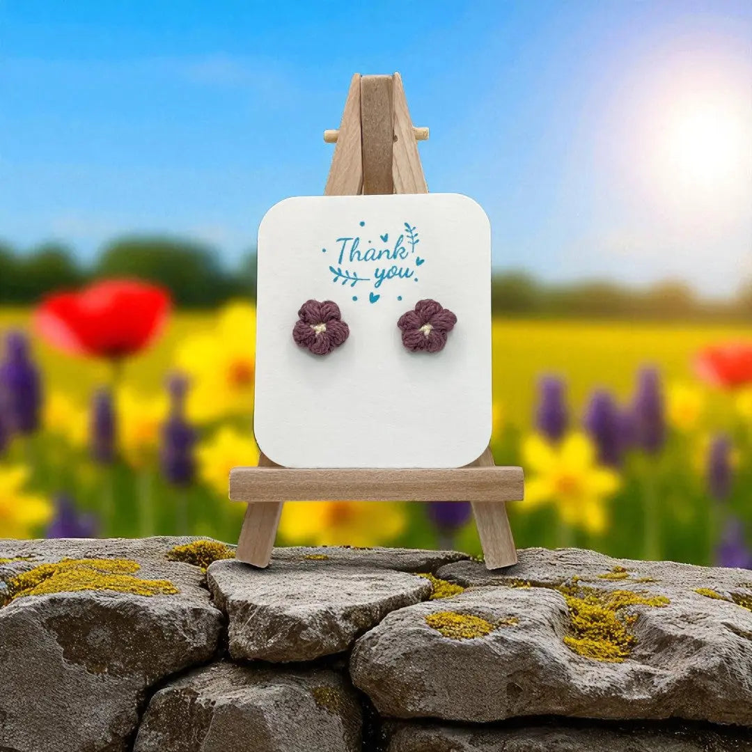 Floral stud in raisin (#15) Tangles & Twine