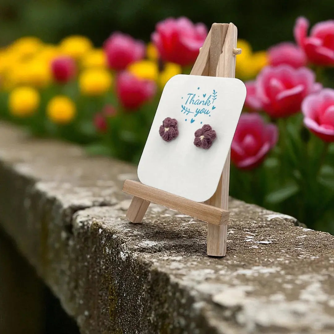 Floral stud in raisin (#15) Tangles & Twine