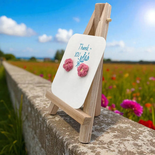 Floral stud in bright pink (#13) Tangles & Twine