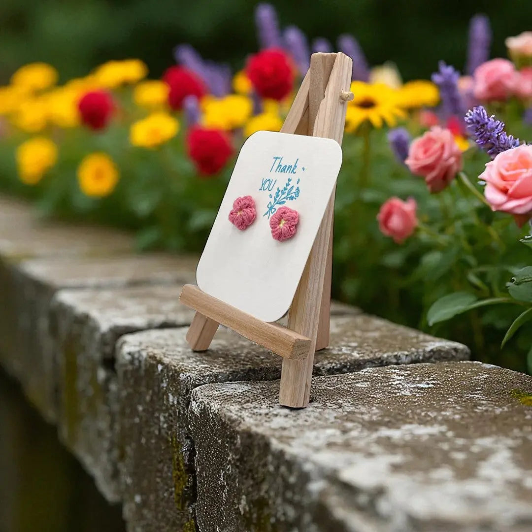 Floral stud in bright pink (#13) Tangles & Twine