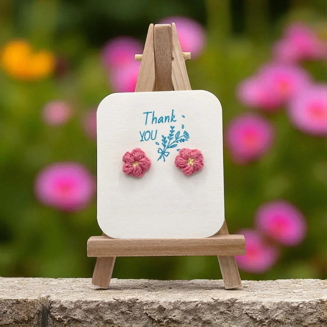 Floral stud in bright pink (#13) Tangles & Twine