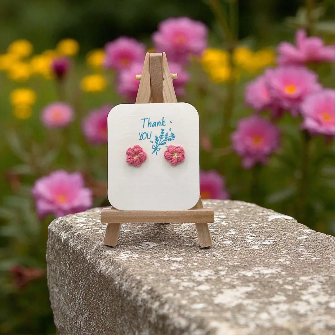 Floral stud in bright pink (#13) Tangles & Twine