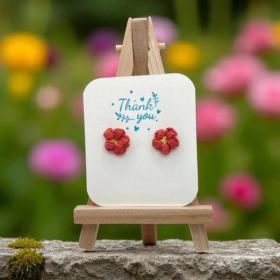 Floral stud in grapefruit (#17) Tangles & Twine