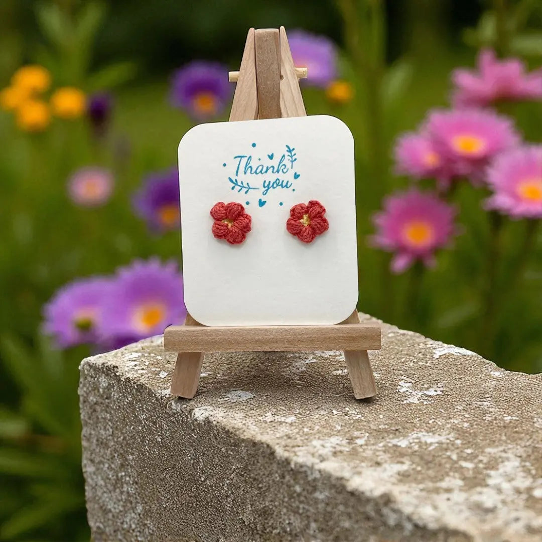 Floral stud in grapefruit (#17) Tangles & Twine