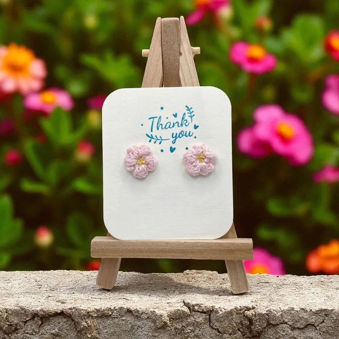 Floral stud in pastel pink (#19) Tangles & Twine