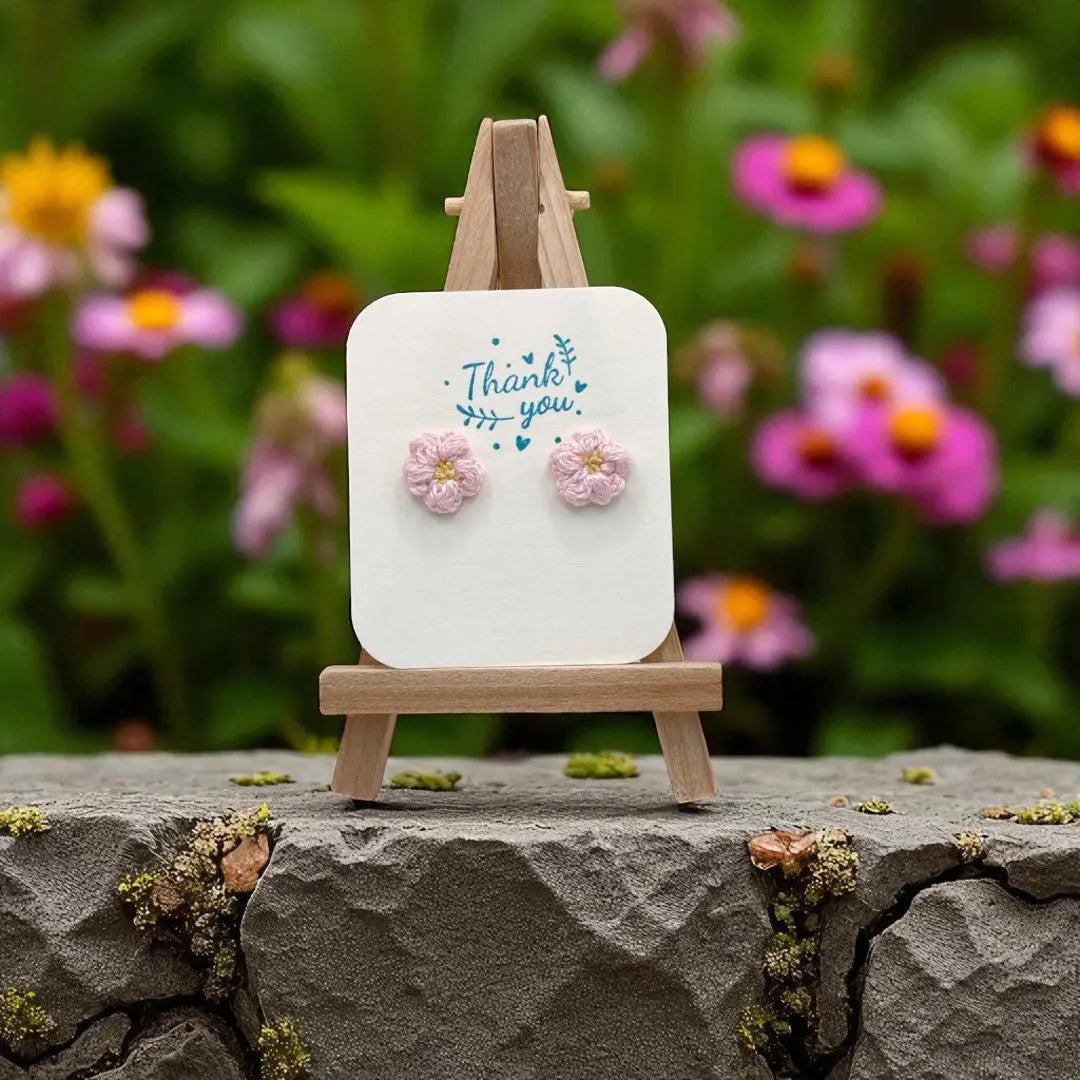 Floral stud in pastel pink (#19) Tangles & Twine